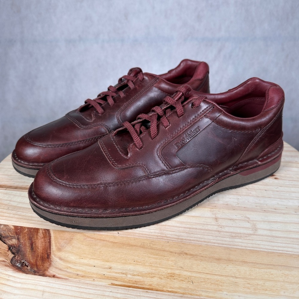 Rockport ProWalker Walking Shoes Mens Size 12 Burgundy Leather Good Comfort